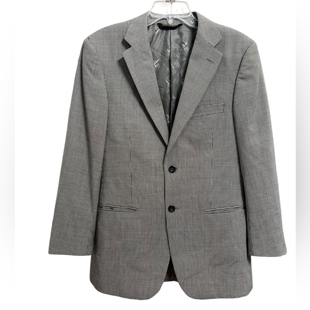 Pronto Uomo Lana Lux Silk Wool Cashmere Black White Houndstooth Sports Coat 38R - Picture 3 of 14
